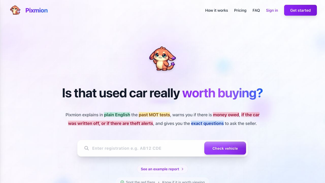 Preview of the live Pixmion website homepage