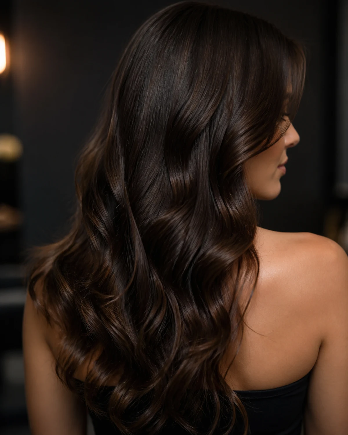 Long brunette waves from the back