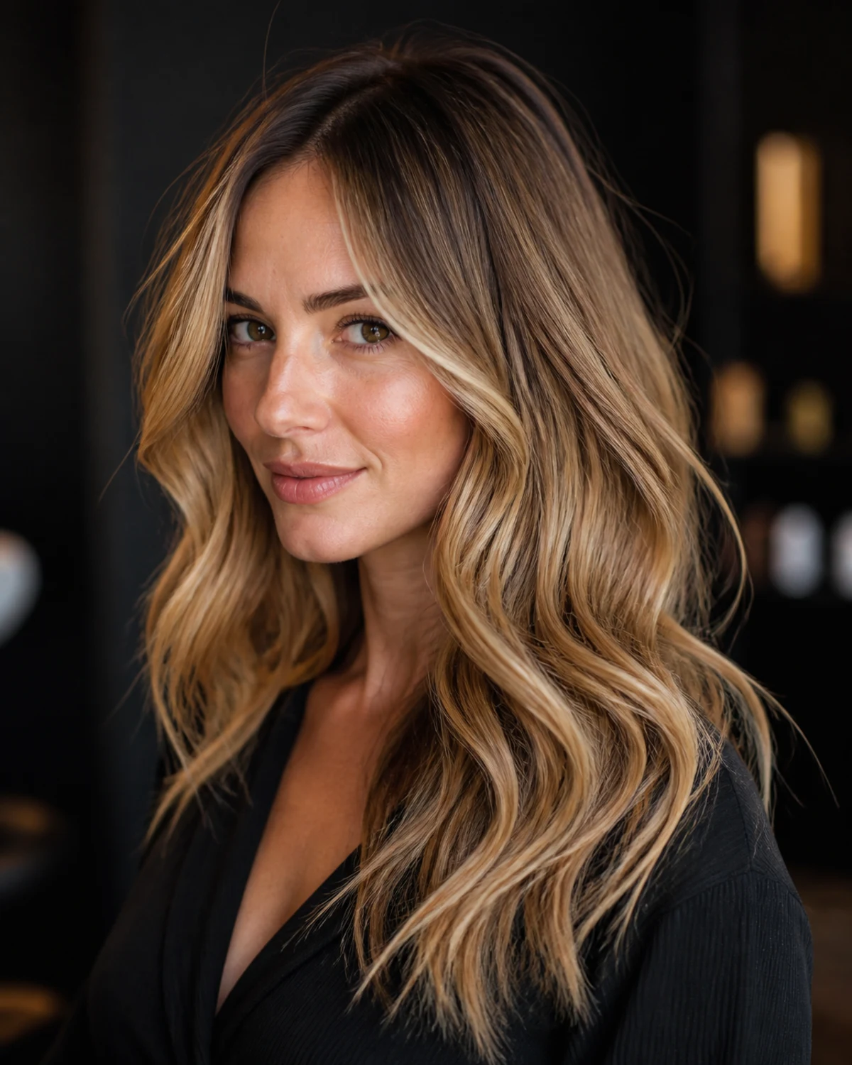 Honey blonde waves with luminous dimension